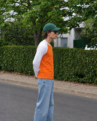 Orange Blue Ranglan Full Sleeves Tee For Men