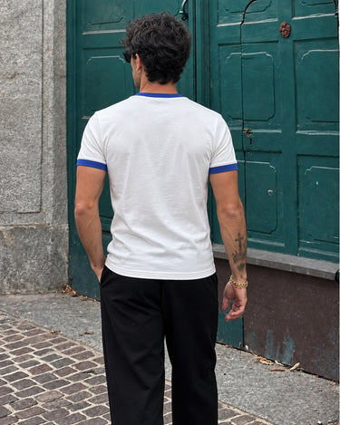 Cobalt Blue Ringer Slim Fit Tee For Men