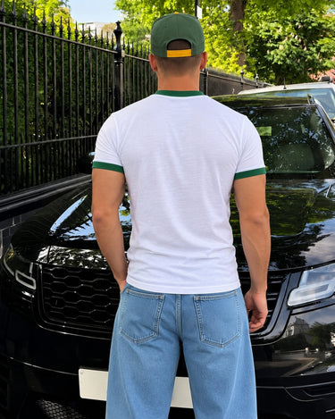 Bottle Green Ringer Slim Fit Tee For Men