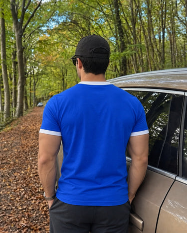 Cobalt Blue Reverse Ringer Slim Fit Tee For Men