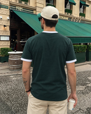 Bottle Green Reverse Ringer Slim Fit Tee For Men