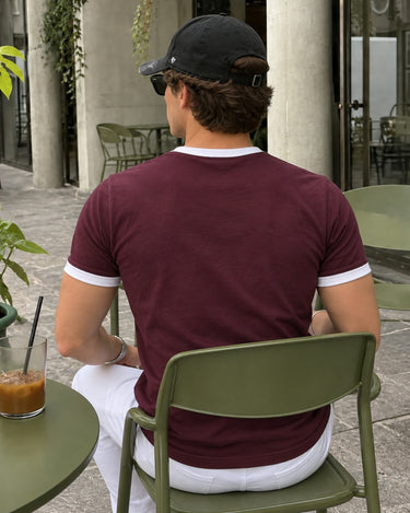Maroon Reverse Ringer Slim Fit Tee For Men