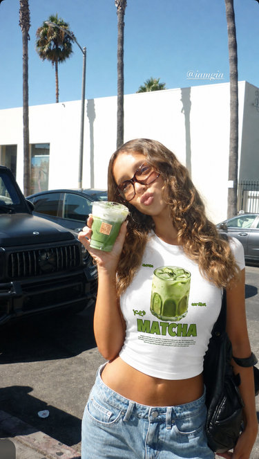 Oatmilk Iced Matcha It Girl Baby tee for Women