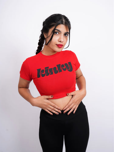 Kinky : Burger Bae Round Neck Crop Baby Tee For Women