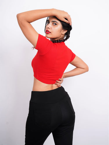 Kinky : Burger Bae Round Neck Crop Baby Tee For Women