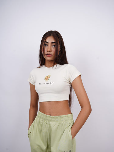 Van Gogh x Burger Sunflower Vase baby tee For Women