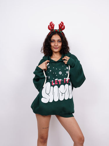 Let It Snow Heavyweight Baggy Hoodie For Men and Women