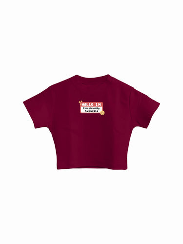 Emotionally Available : Burger Bae Round Neck Crop Baby Tee For Women
