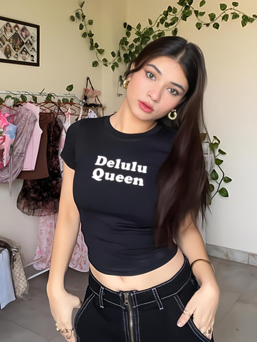 Delulu Queen it Girl Baby tee for Women