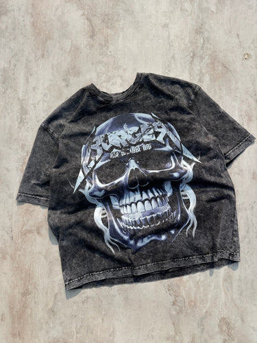 Skull Surge Acid Wash Drop Sleeved Tee for Men & Women