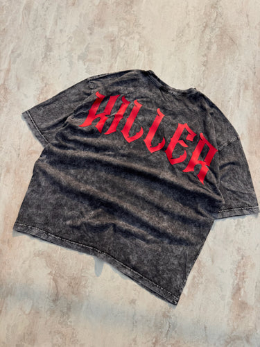 Midnight Killer Acid Wash Drop Sleeved Tee for Men & Women