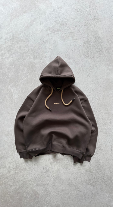 Cocoa Brown : Ye Burger Logo Heavyweight Baggy Hoodie For Men and Women