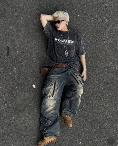 Matrix Acid Wash Drop Sleeved Tee for Men & Women