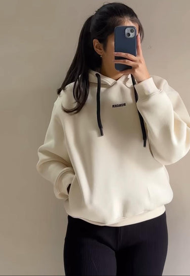 Off White : Ye Burger Logo Heavyweight Baggy Hoodie For Men and Women