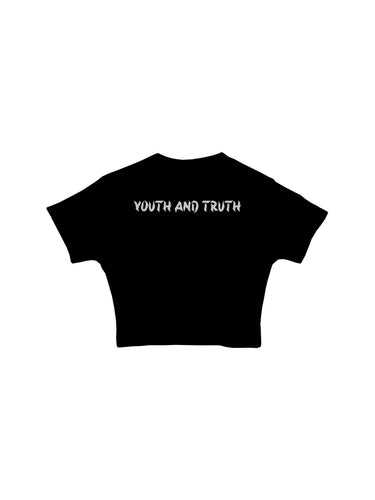 Youth And Truth (Reflective) : Burger Bae Round Neck Crop Baby Tee For Women