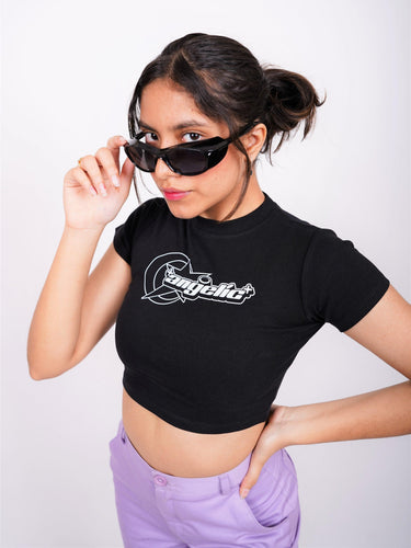 Angelic - Burger Bae Round Neck Crop Baby Tee - BurgerBae