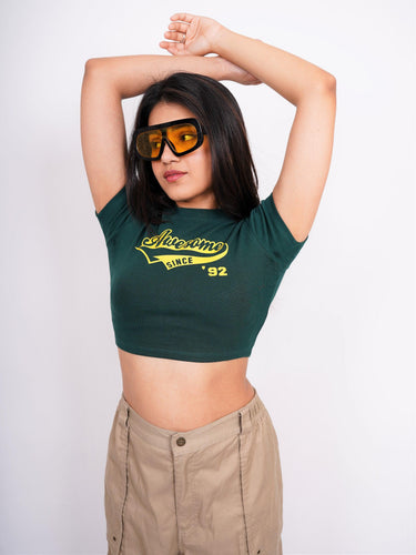 Awesome - Burger Bae Round Neck Crop Baby Tee - BurgerBae