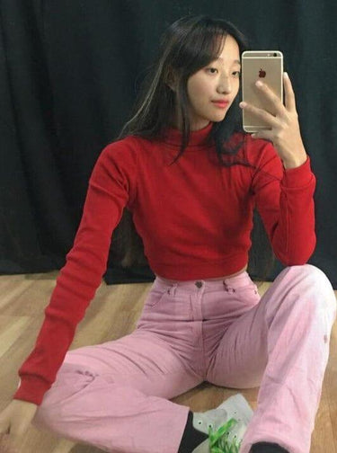 Basic Turtleneck Turtle-Necks Burger Bae XS Red