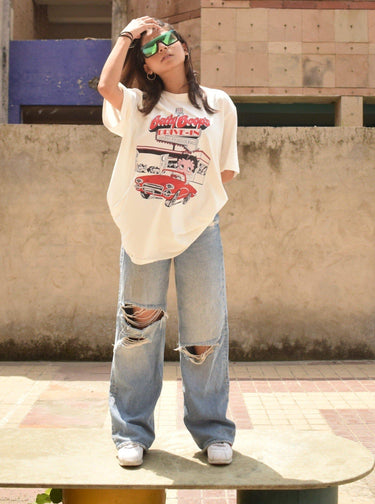 Betty Boop Drive In Tee (T-shirt) Oversized T-shirt Burger Bae Oversize Fit White
