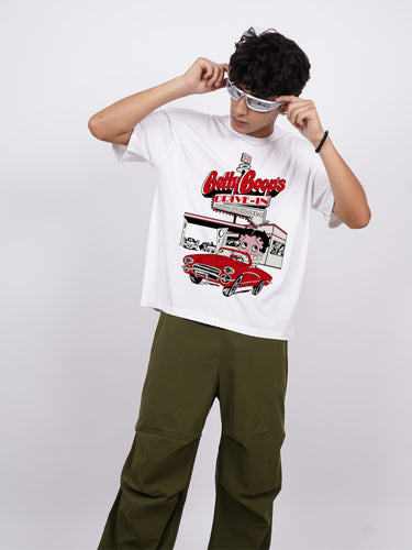 Betty Boop Drive In : Burger Bae Oversized Tee For Men and Women