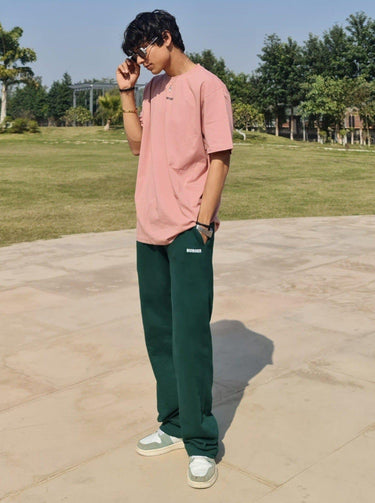 BOMBay Set For Men (Tee+Irish Track) Co-ord set Burger Bae S Salmon-BottleGreen