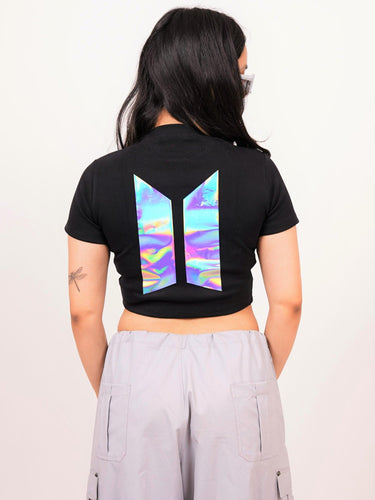 BTS -Burger Bae Round Neck Crop Baby Tee - BurgerBae