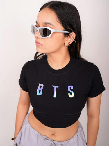 BTS -Burger Bae Round Neck Crop Baby Tee - BurgerBae