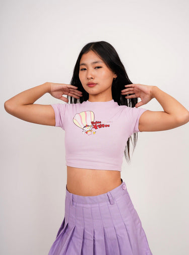 Buldak Ramen Creamy Carbonara - Burger Bae Round Neck Crop Baby Tee - BurgerBae