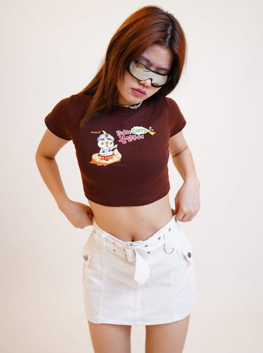 Buldak Ramen Curry Baby Tee (T-shirt) Tops Burger Bae XS Coffee Brown