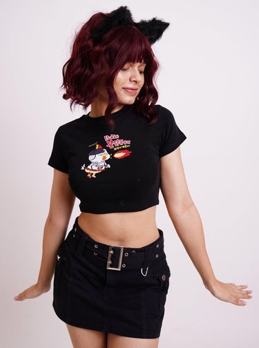 Buldak Ramen Original Chicken Baby Tee (T-shirt) Tops Burger Bae XS Black