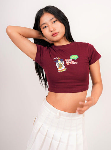 Buldak Ramen Stew Type - Burger Bae Round Neck Crop Baby Tee - BurgerBae