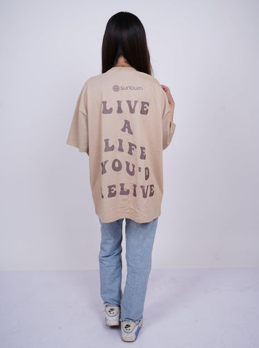 Burger x Sunburn Live A Life You'd Live Drop-Sleeved Tee (T-shirt) - BurgerBae