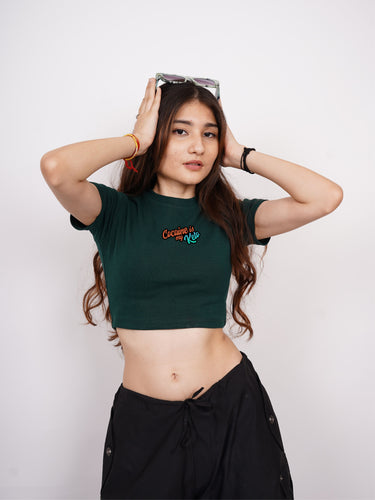 Cocaine is my Keto : Burger Bae Round Neck Crop Baby Tee For Women