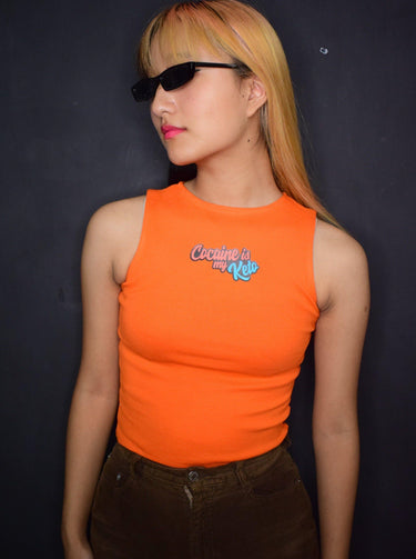 Cocaine Is My Keto Rachel Tank Tanks Burger Bae S Bright Orange