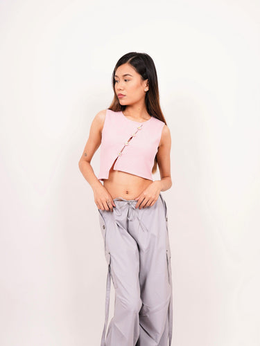 Crop Daisy Button Tank Top - BurgerBae