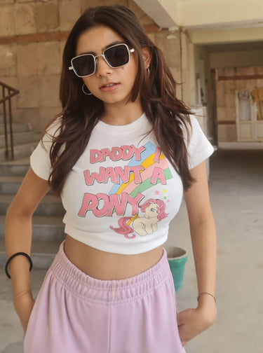 Daddy I Want A Pony Baby Tee (T-shirt) Tops Burger Bae S White