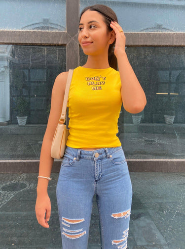 Don't Play Me Rachel Tank Tanks Burger Bae XS Bright Yellow