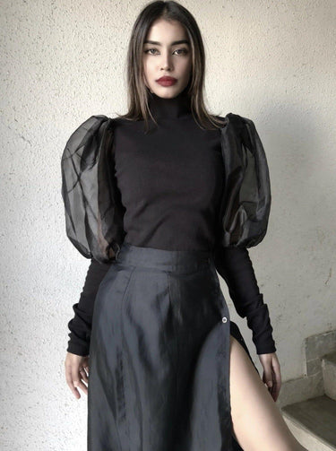 Dutchess Puffed Sleeves Top Tops Burger Bae S Black