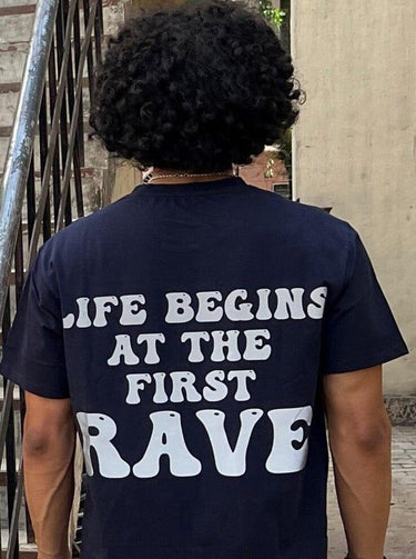First Rave Oversized Tee (T-shirt) Oversized T-shirt Burger Bae Free Size Navy