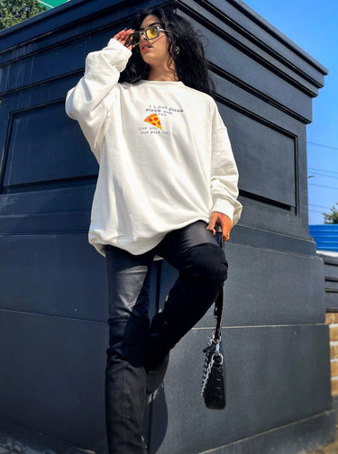 I Love Pizza Sweatshirt Sweatshirt Burger Bae S White