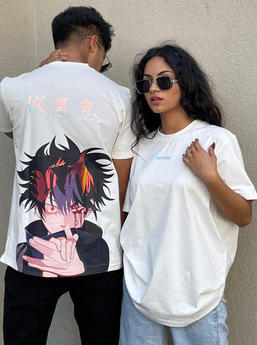 Jujutsu Kaisen: Megumi Fushiguro Oversized Tee (T-shirt) Oversized T-shirt Burger Bae FreeSize White