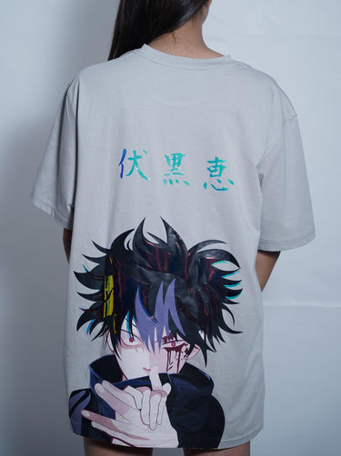 Jujutsu Kaisen: Megumi Fushiguro Oversized Tee (T-shirt) Oversized T-shirt Burger Bae FreeSize Grey