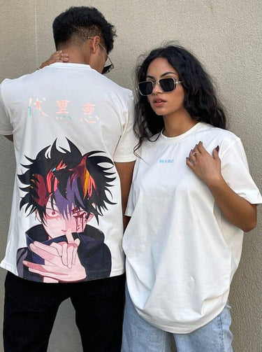 Jujutsu Kaisen: Megumi Fushiguro Oversized Tee (T-shirt) For Men Oversized T-shirt Burger Bae FreeSize White