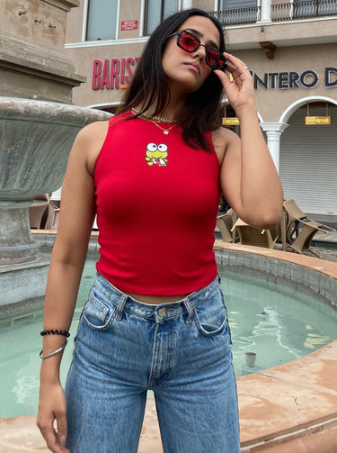 Keroppi Rachel Tank Tanks Burger Bae XS Red