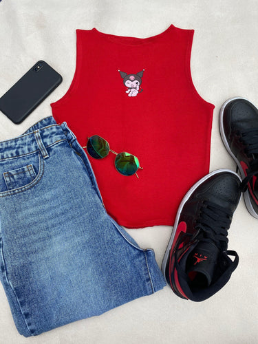 Kuromi Buzz Off Rachel Tank Tops Burger Bae XS RubyRed