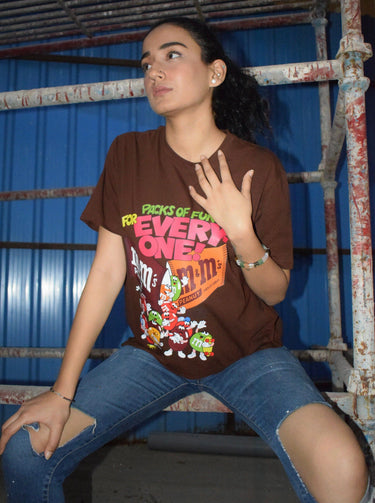 M&M Oversized Tee (T-shirt) Oversized T-shirt Burger Bae Free size Coffee Brown