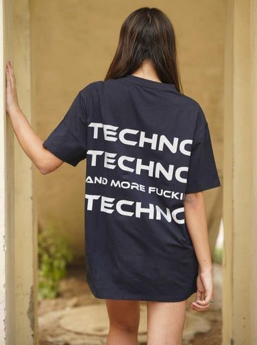 More FKN Techno Oversized Tee (T-shirt) Oversized T-shirt Burger Bae Free Size Navy