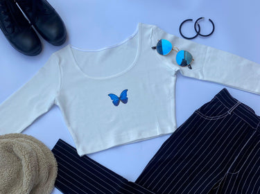 Morpho Y2K Top Tops Burger Bae XS White