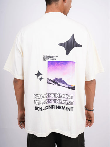 Non-Confinement Round Neck Drop Sleeved Oversized Tee (T-shirt) - BurgerBae