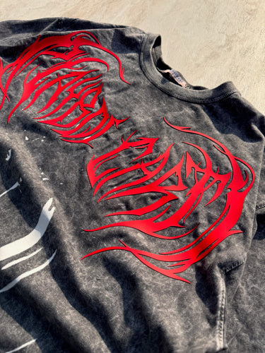 Inferno Script Acid Wash Drop Sleeved Tee for Men & Women